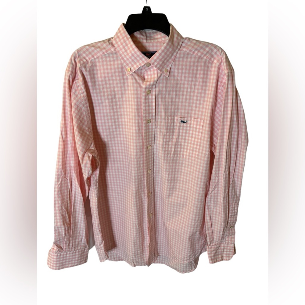 Vineyard Vines Men’s‎ Pink and White Check Classic Fit Tucker Shirt Size Medium